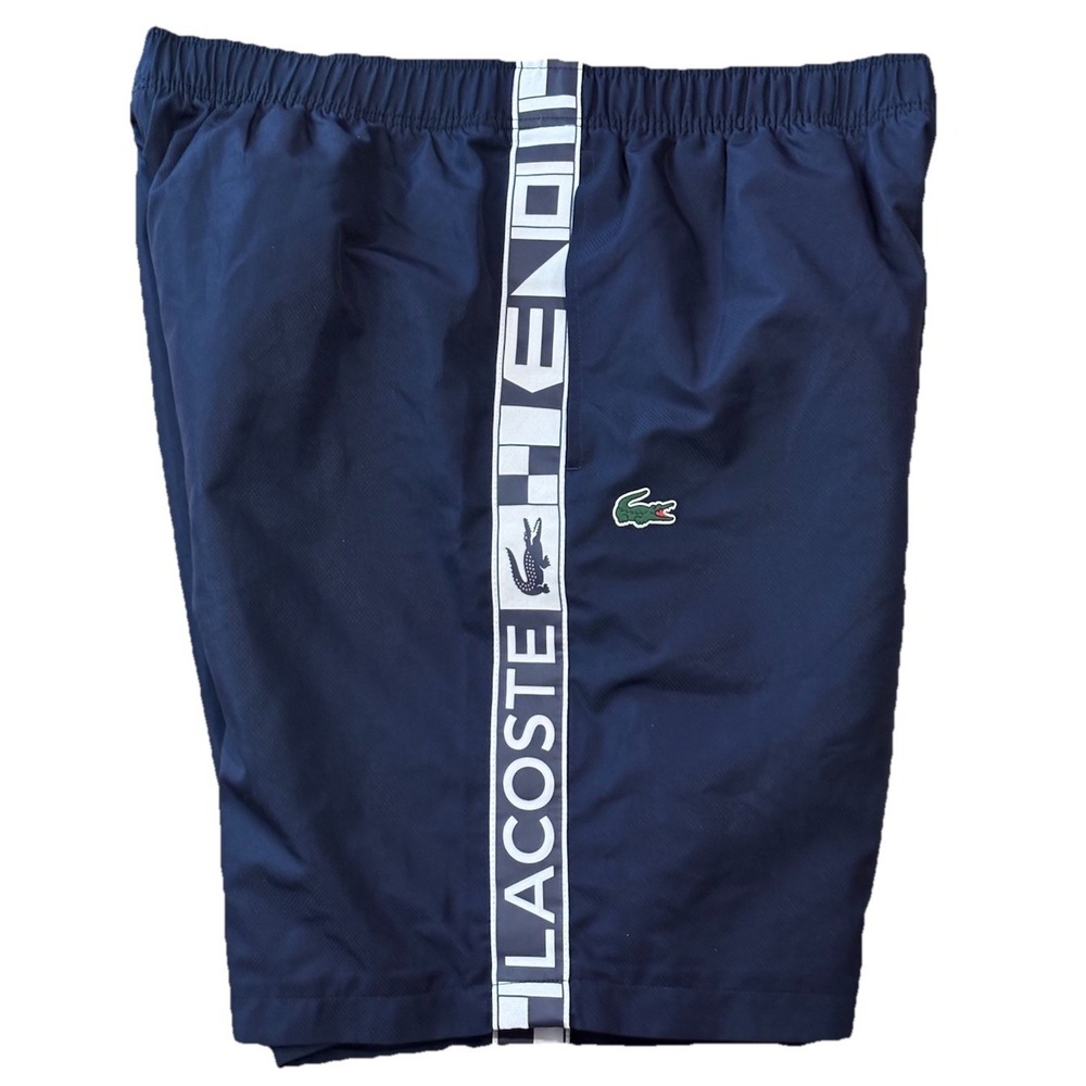 Lacoste Mens M Navy Blue Elastic Waist Draw String Lined Tennis Shorts